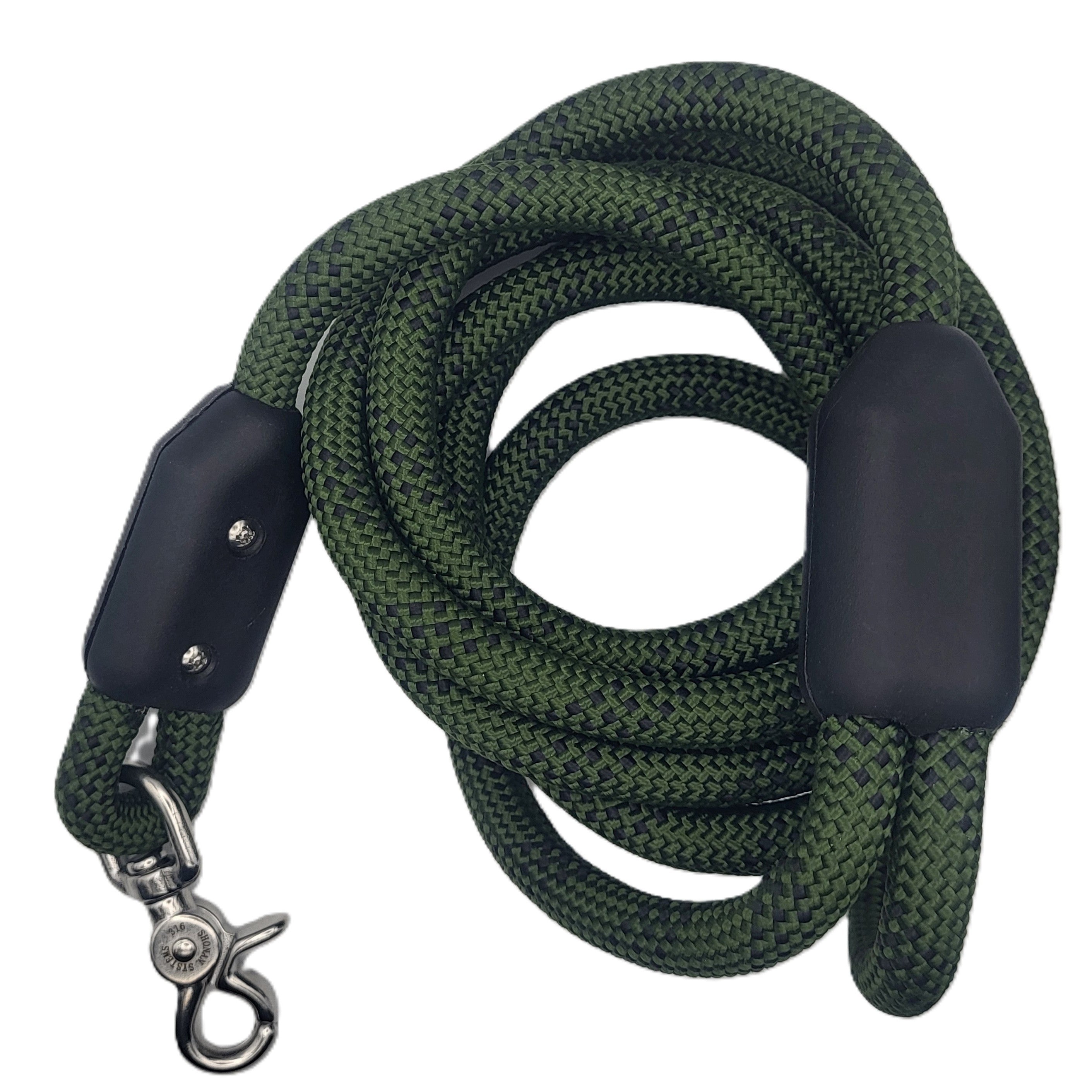 6-Foot ARMY GREEN Adventure Dog Leash – Durable Climbing Rope, Heavy-Duty Crab Claw Clip, Strong Connectors, Handcrafted in CO