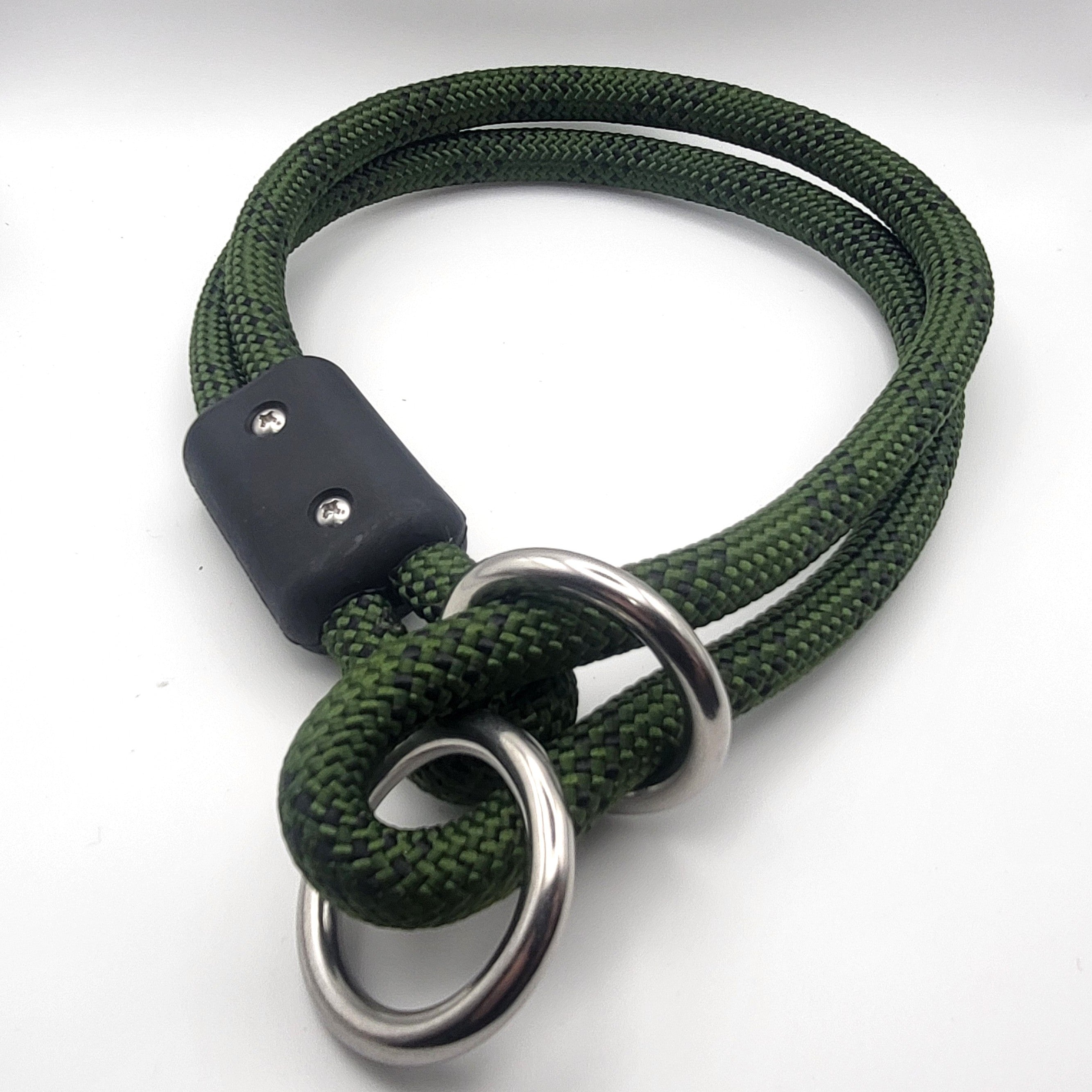 Army Green - Rope Slip Collar for Dogs – Heavy-Duty Training Collar with Steel Rings, Durable Braided Rope, Adjustable Control - Army Green