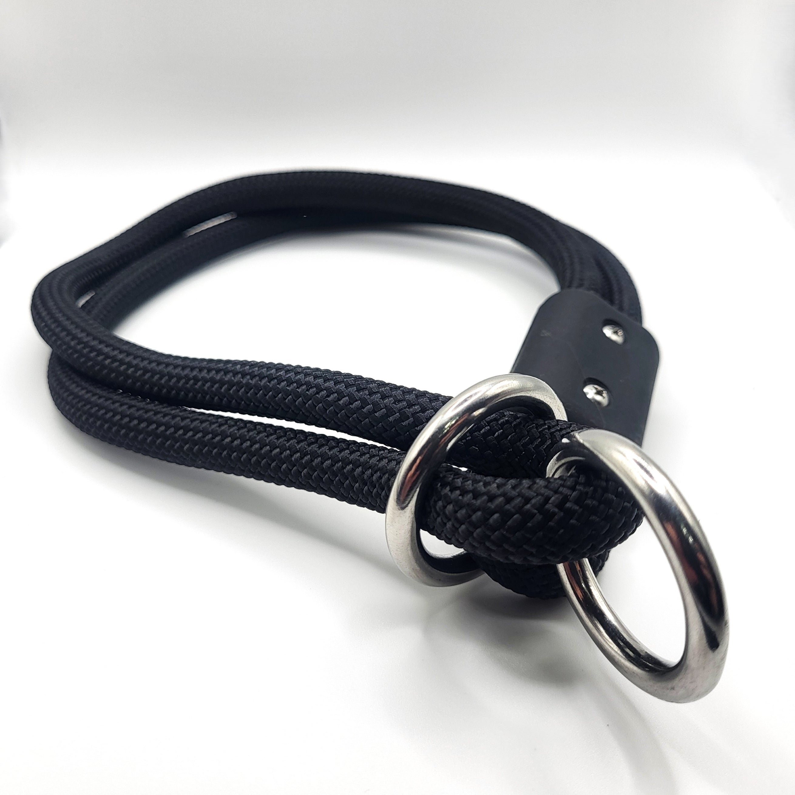 BLACK - Rope Slip Collar for Dogs – Heavy-Duty Training Collar with Steel Rings, Durable Braided Rope, Adjustable Control