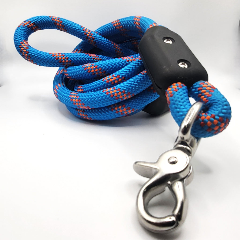 6-Foot BLUE Adventure Dog Leash – Durable Climbing Rope, Heavy-Duty Crab Claw Clip, Strong Connectors, Handcrafted in CO